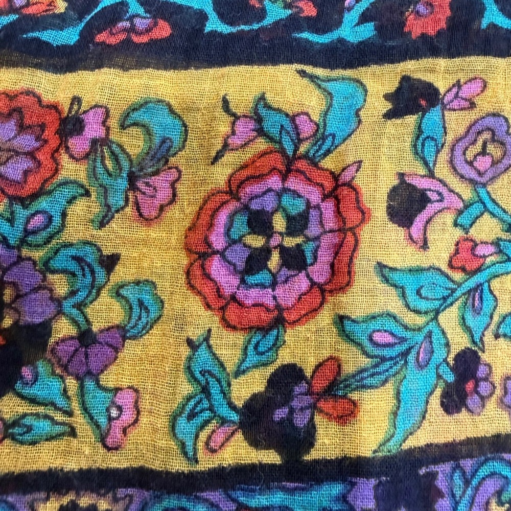 Vintage India Cotton Semi Sheer Gauze Floral Elephant Maxi Skirt Boho Elephants - Picture 9 of 16